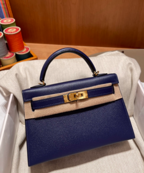 에르메스 미니 켈리백19 사파이어블루 금장 앱송